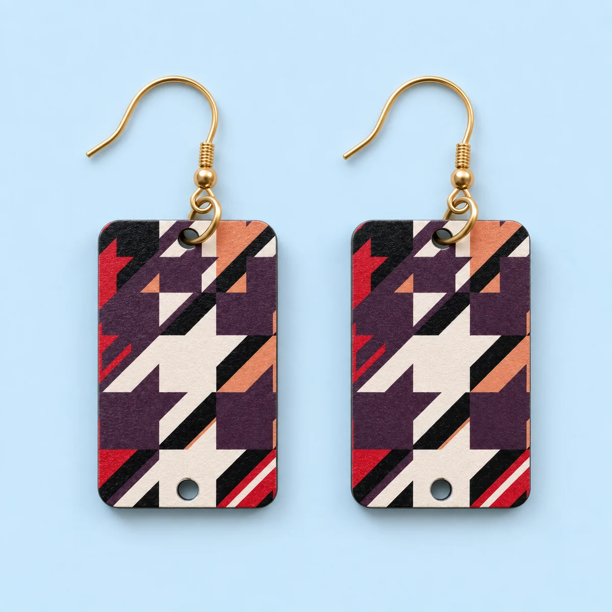 Orecchini Check houndstooth allungato