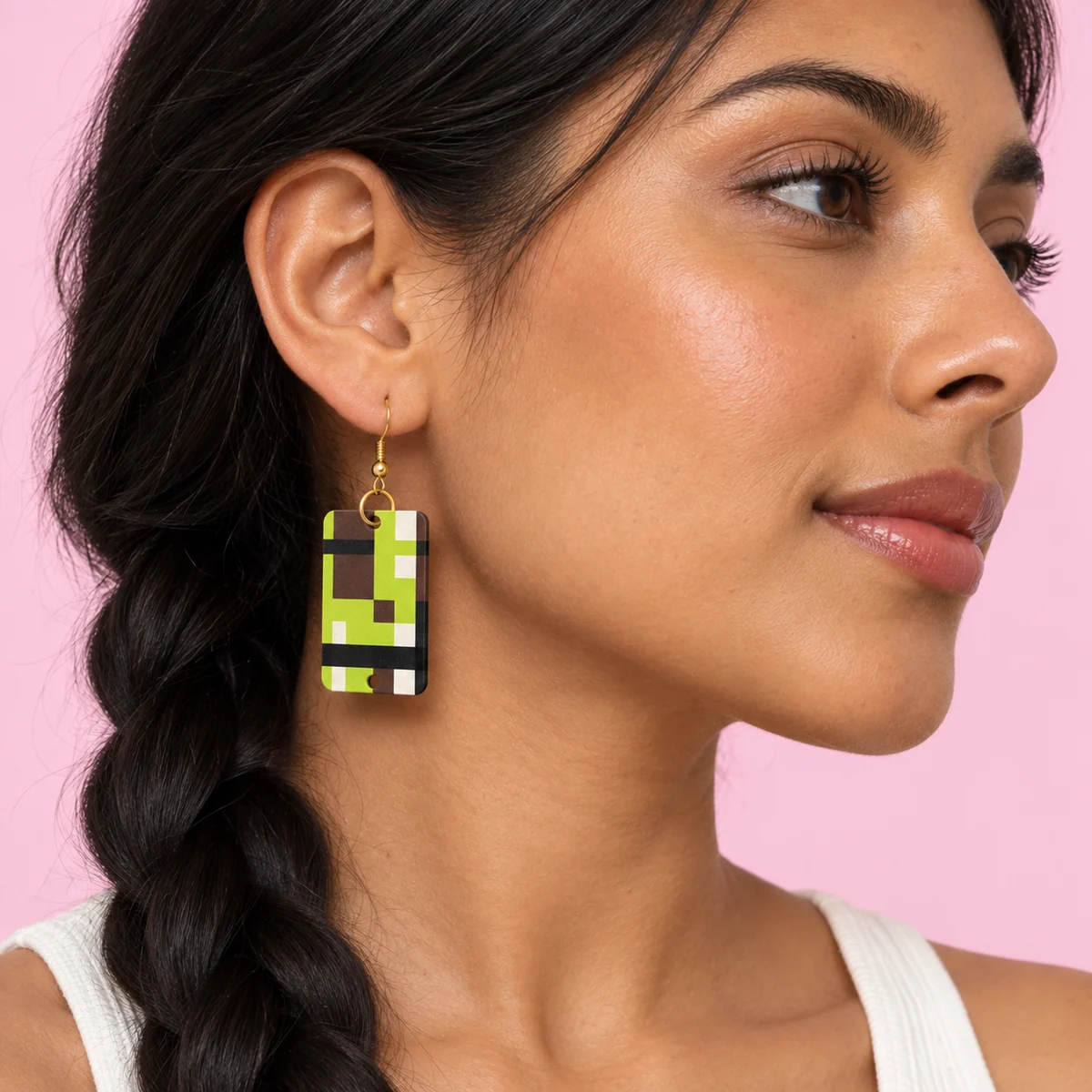 Orecchini Check madras · Indossato