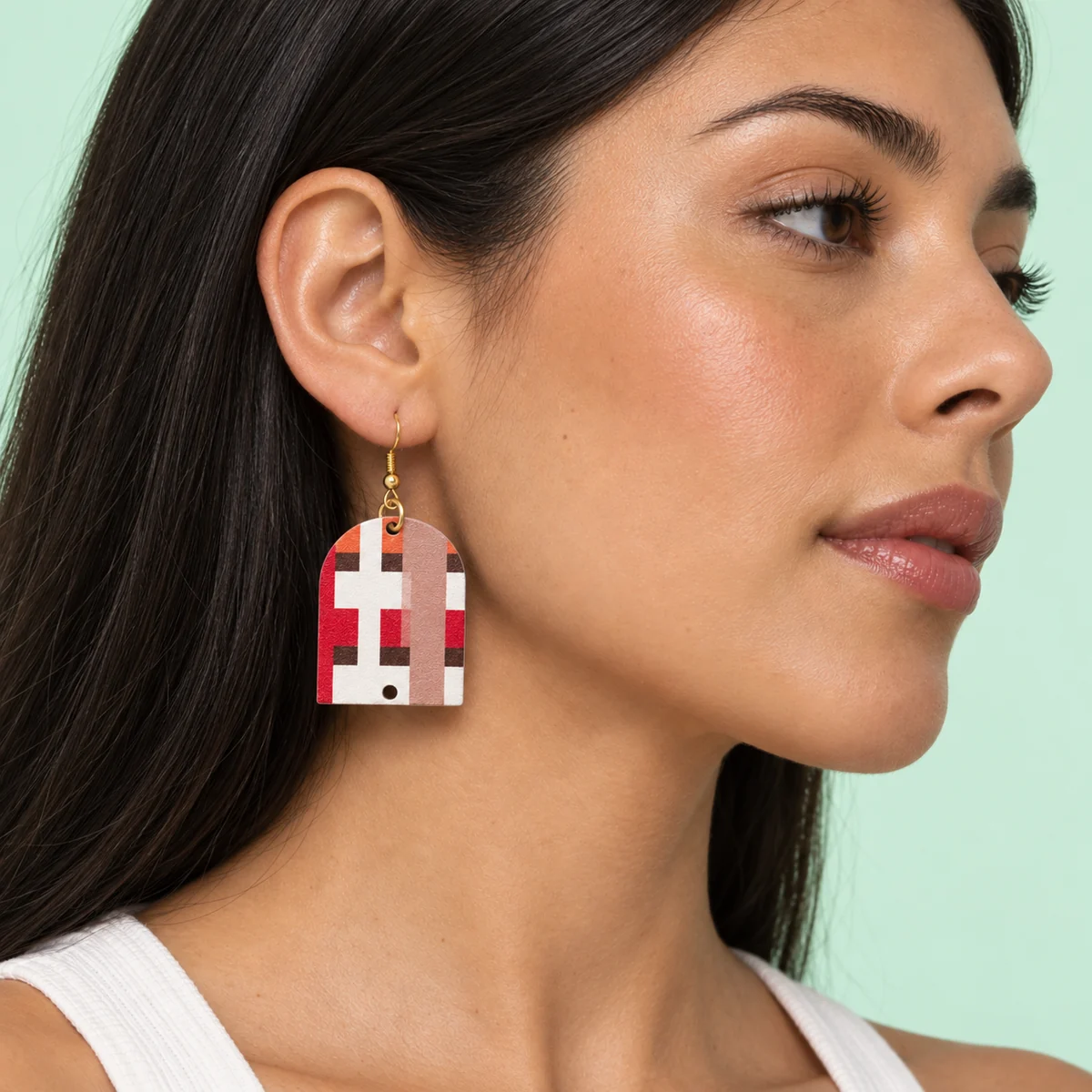 Orecchini Check tartan asimmetrico · Indossato