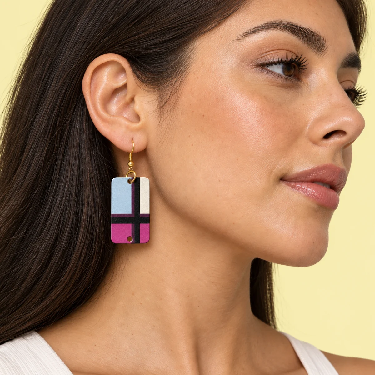 Orecchini Check windowpane · Indossato