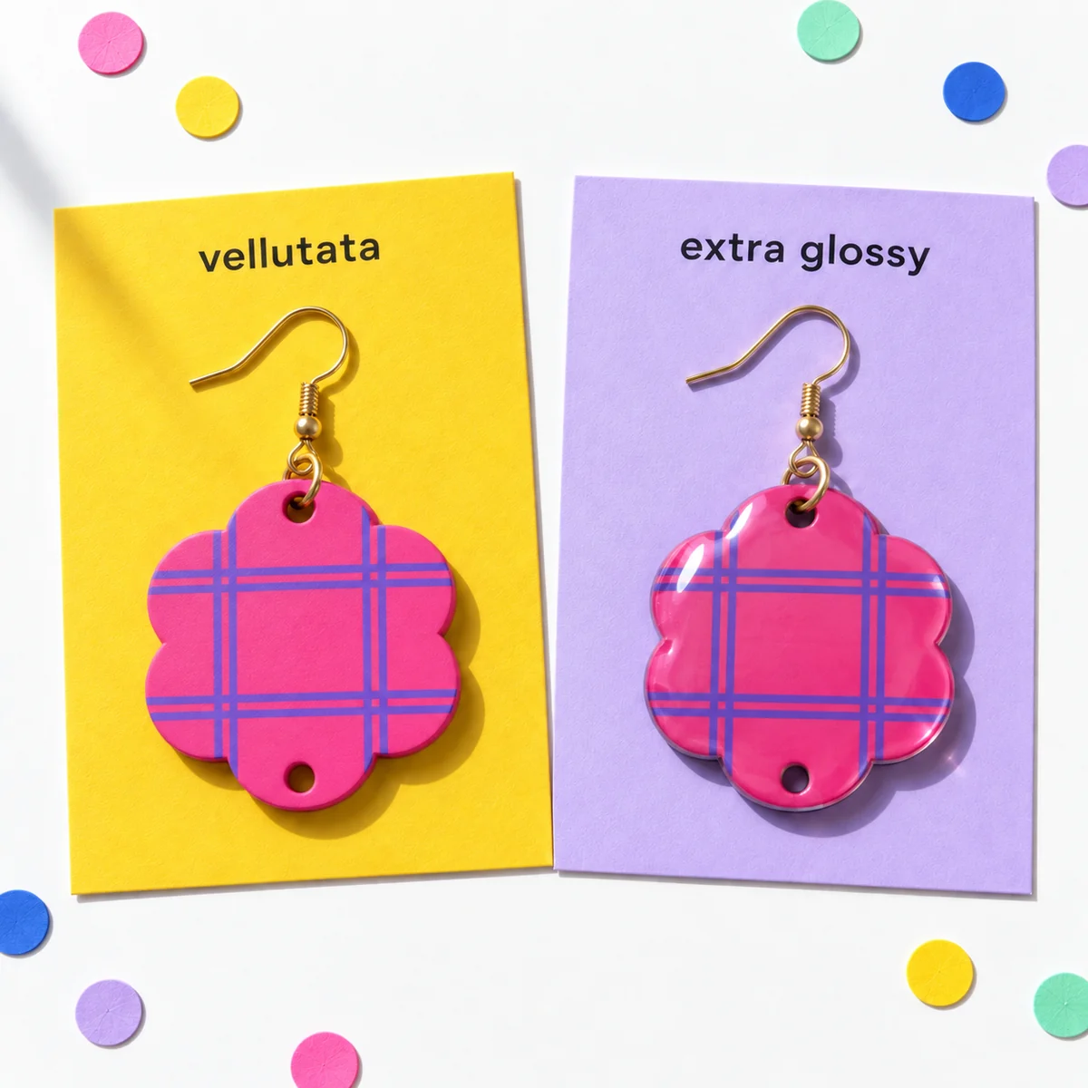 Orecchini Windowpane doppio · Finiture